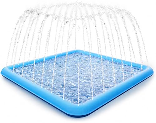 Raxurt Splash Pad 72in Non-Slip Sprinkler for Kids and Dogs Blue