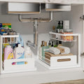 REALINN Under Sink Organizer 2 Tier Slide Out Shelf White