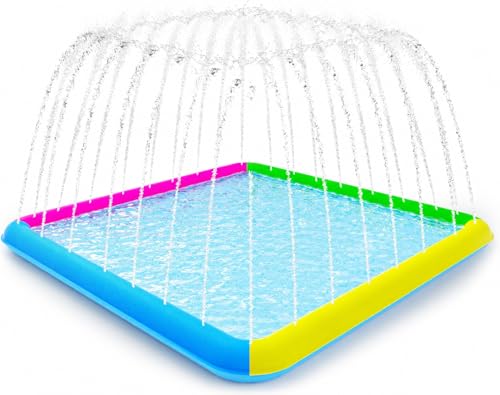 Raxurt Splash Pad 72in Non-Slip Sprinkler for Kids and Dogs Blue