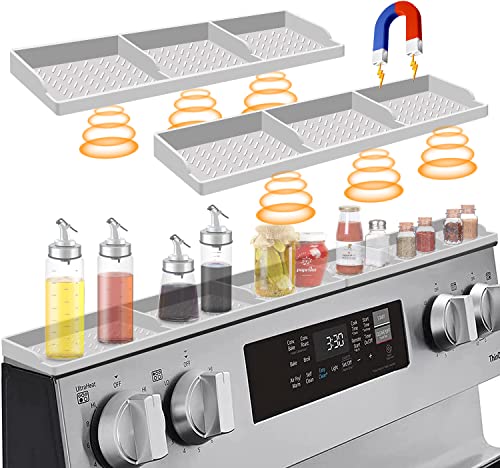 Hydream 30 Inch Magnetic Stove Shelf Silicone Spice Rack Black