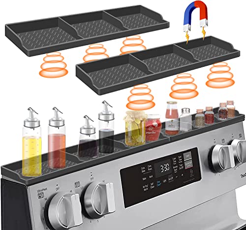 Hydream 30 Inch Magnetic Stove Shelf Silicone Spice Rack Black