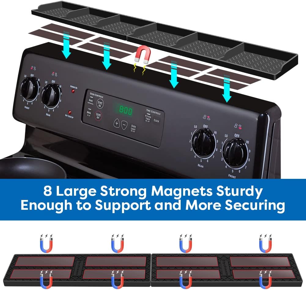 Hydream 30 Inch Magnetic Stove Shelf Silicone Spice Rack Black