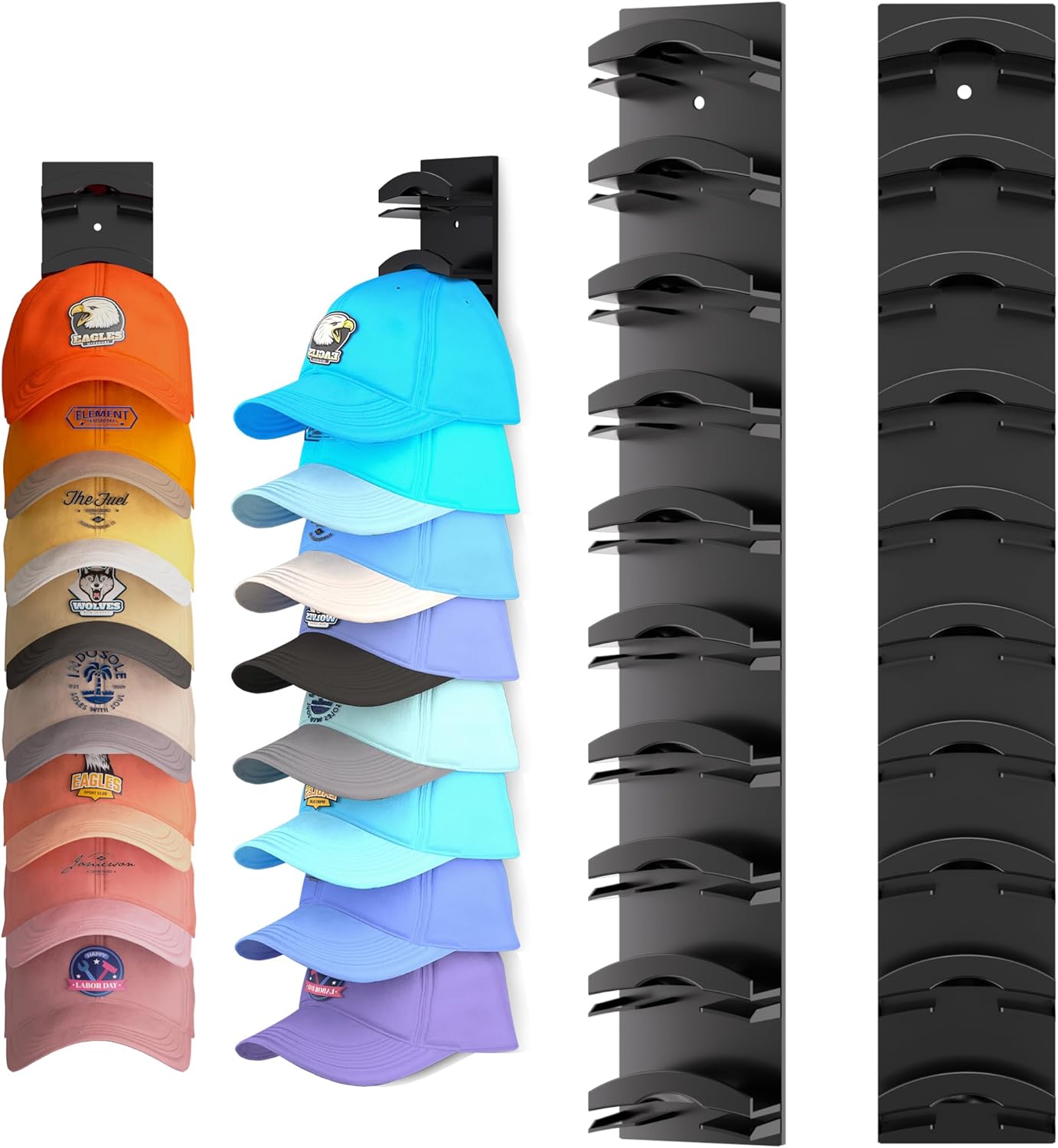 Hat Organizer For Baseball Caps 2Pack Wall Mounted Strong Adhesive Black