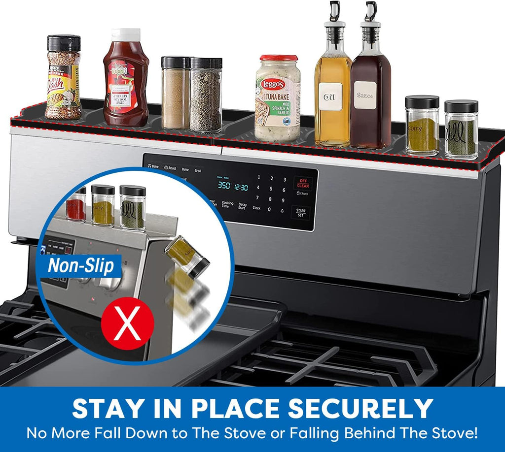 Hydream 30 Inch Magnetic Stove Shelf Silicone Spice Rack Black
