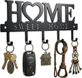 Sweet Home Design Entryway Wall Key Holder with 5 Hooks Black Metal