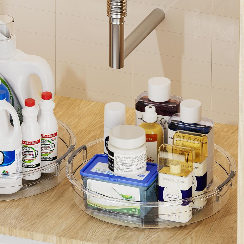 LAMU 3 Pack Lazy Susan Turntable Organizer Clear 9.25in 10.6in 12in