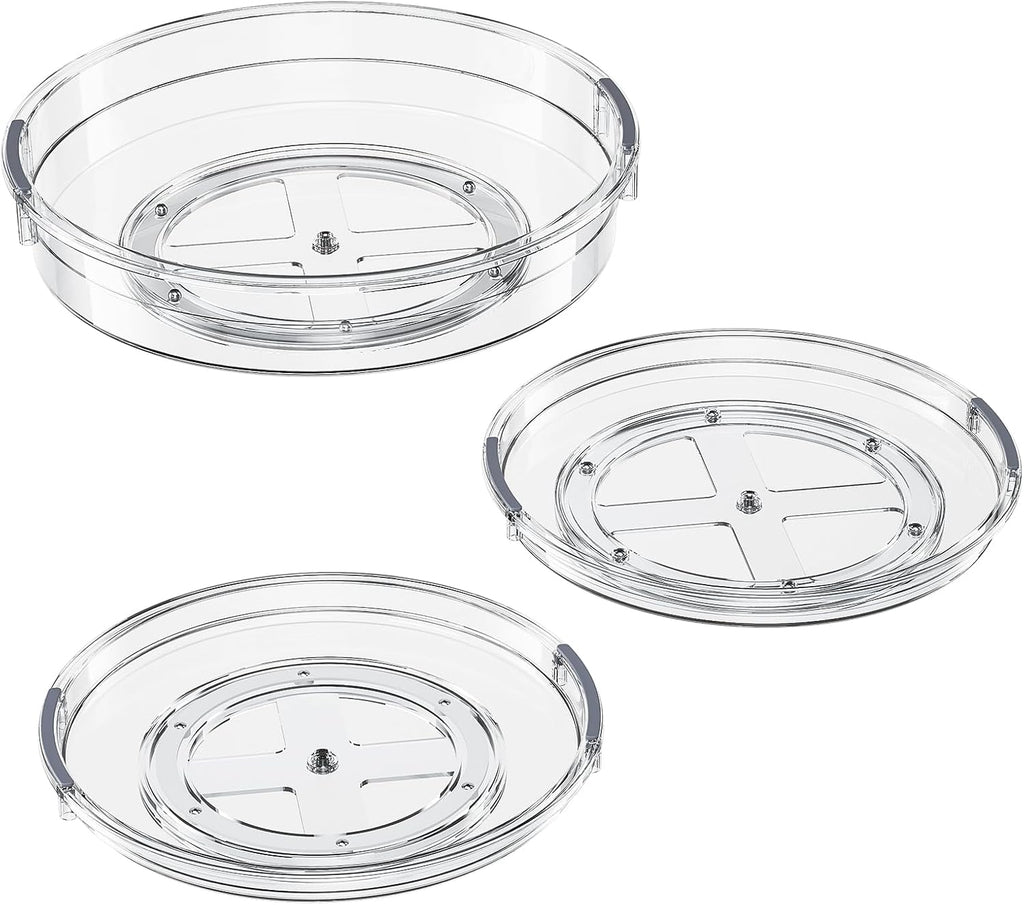 LAMU 3 Pack Lazy Susan Turntable Organizer Clear 9.25in 10.6in 12in