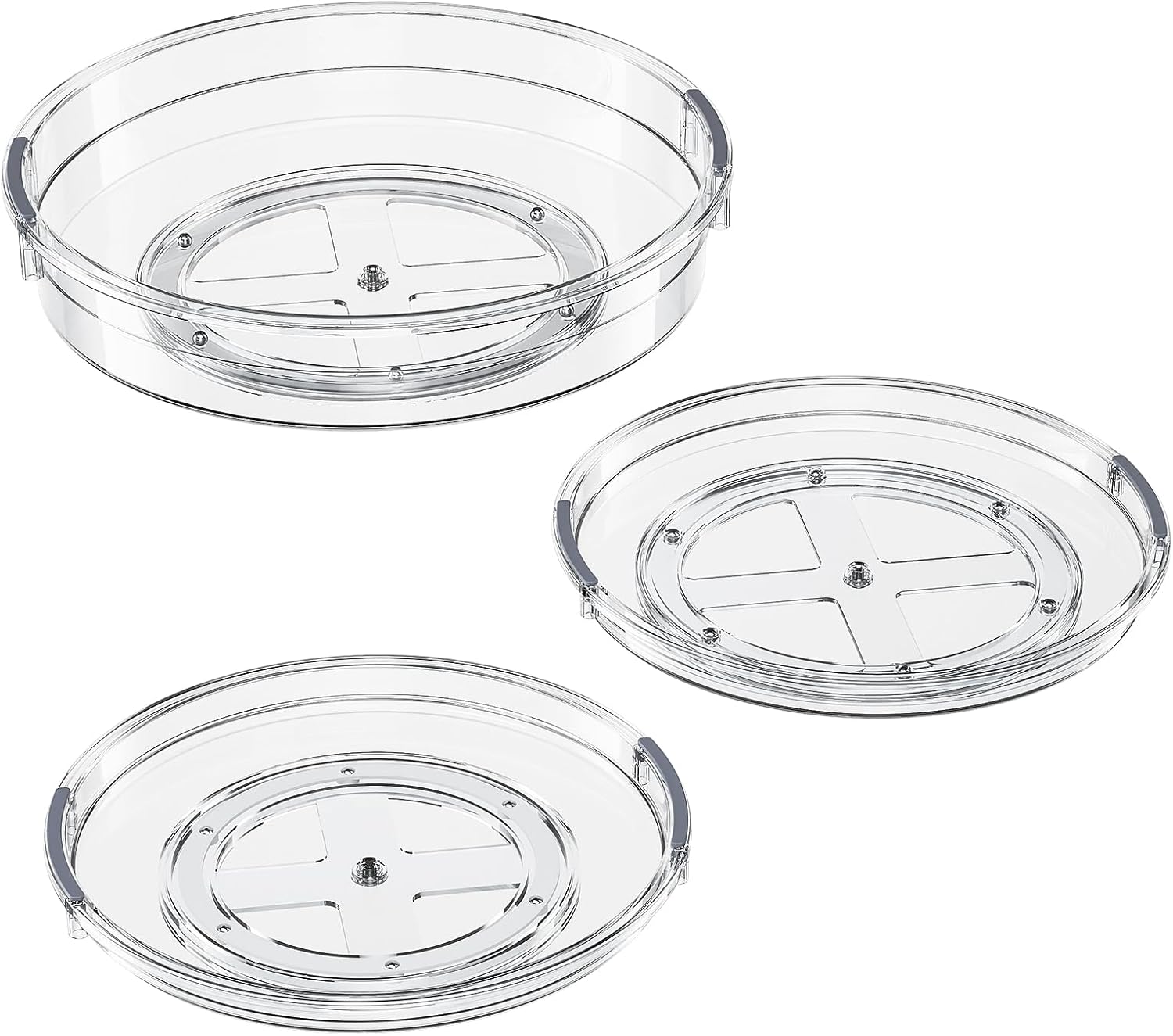 LAMU 3 Pack Lazy Susan Turntable Organizer Clear 9.25in 10.6in 12in