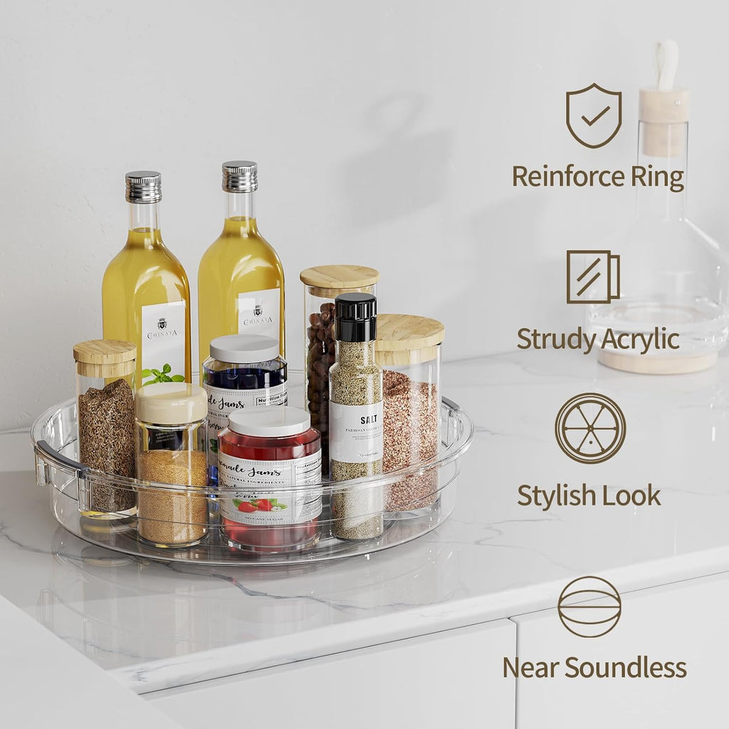 LAMU 3 Pack Lazy Susan Turntable Organizer Clear 9.25in 10.6in 12in