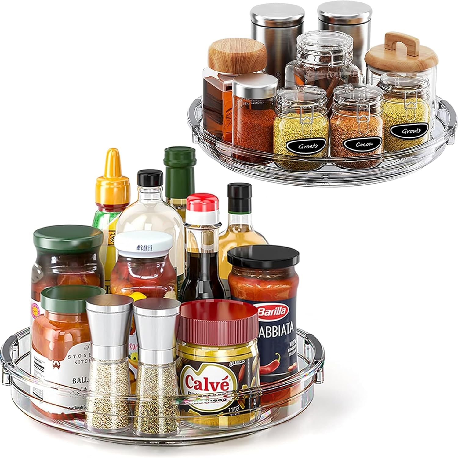 LAMU 3 Pack Lazy Susan Turntable Organizer Clear 9.25in 10.6in 12in